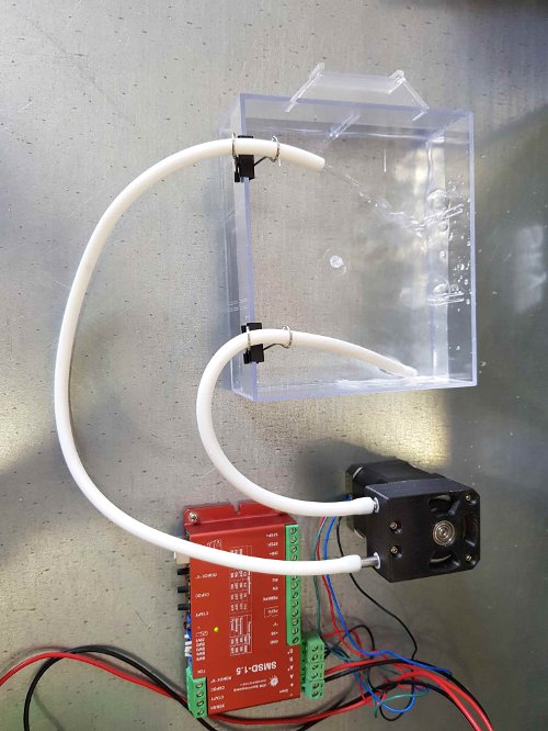 A prototype of a flexible-hose pump, printed on a 3D printer SkyOne 