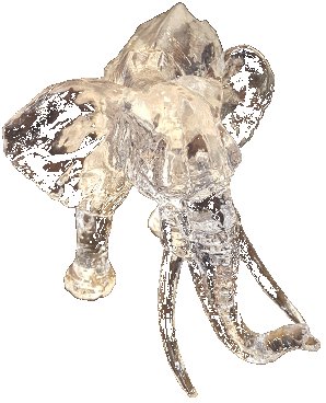 An elephant printed from CRYSTAL plastic
