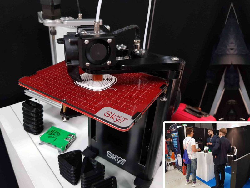 a photo of SkyOne 3D printer at an exhibition
